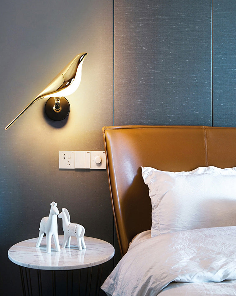 Wall Lamp Metal Bird Design 28.0 cm Black Gold Bedroom Hallway Decorative LED Accent Light Artistic Indoor Sconce | Thomler