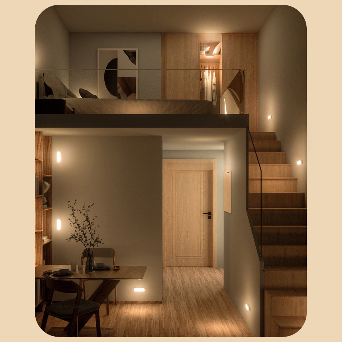 Rechargeable Motion-Activated Under-Cabinet Light Strip – Stick-On LED Puck for Pantry, Wardrobe, Hallway, Night Navigation – USB-Powered | Thomler
