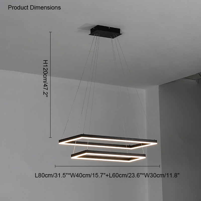 Chandelier Metal Integrated LED 47 in Adjustable Black Living Room Dining Room Pendant Light | Thomler