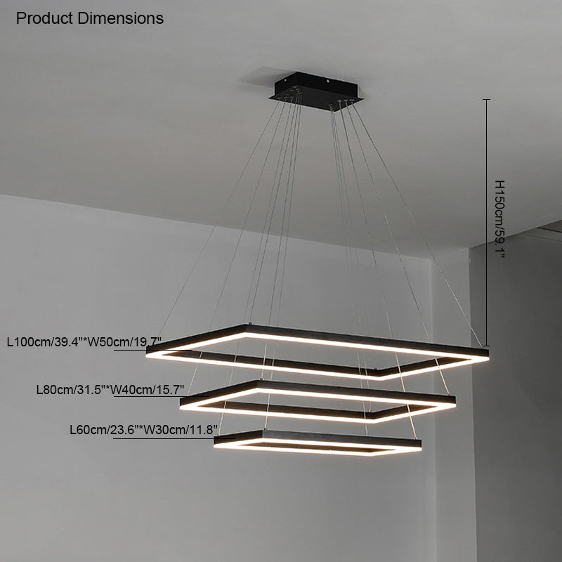 Chandelier Metal Integrated LED 47 in Adjustable Black Living Room Dining Room Pendant Light | Thomler