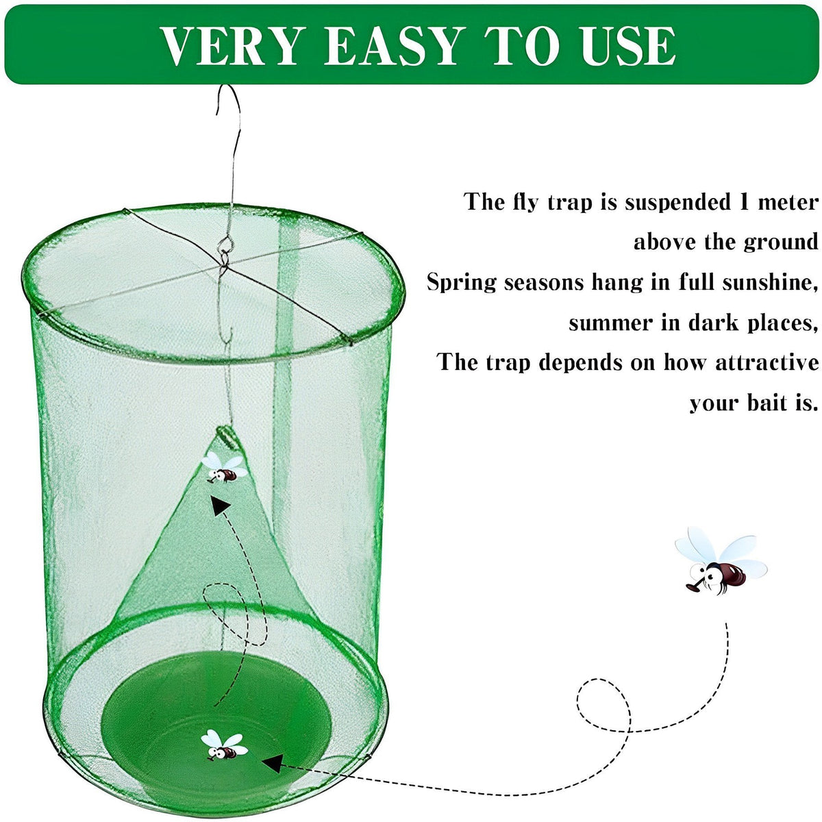 Reusable Outdoor Fly Catcher Trap with Natural Bait for Barns, Patios & Gardens | Thomler