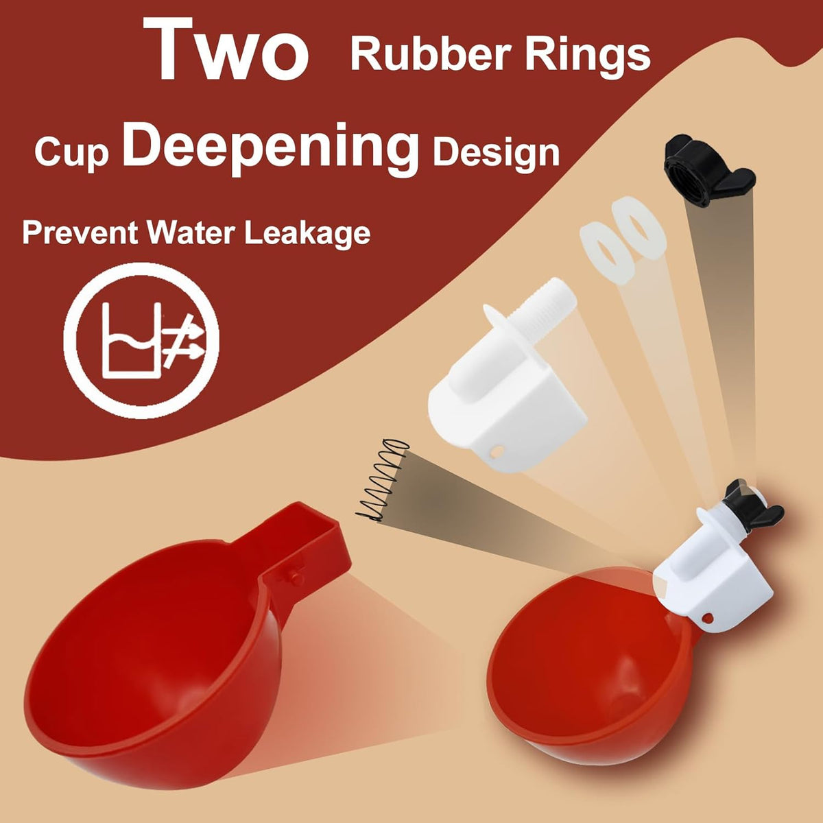 Self-Refilling Poultry Drinking Cups – 10-Pack with Drill Bit for Chickens, Ducks & Game Birds | Thomler