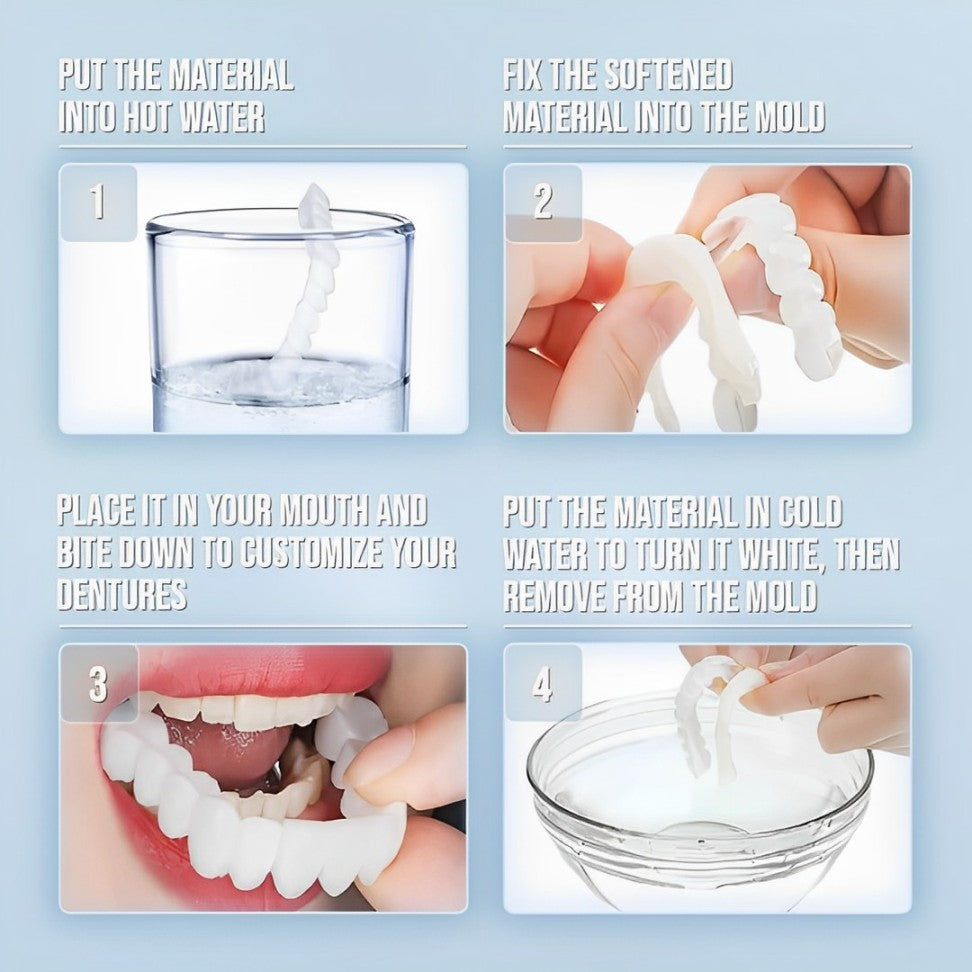 Cosmetic Tooth Covers Upper & Lower Set Instant Snap-On Dental Overlay for Natural Looking Smile Confidence Booster Reusable Teeth Caps | Thomler