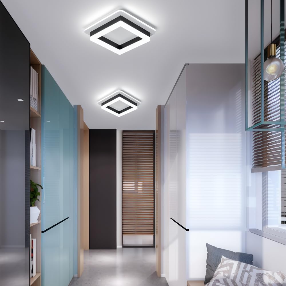 Ceiling Light LED 1920 Lumen Black White Bedroom Hallway Modern Geometric Flush Mount Living Room Lighting | Thomler