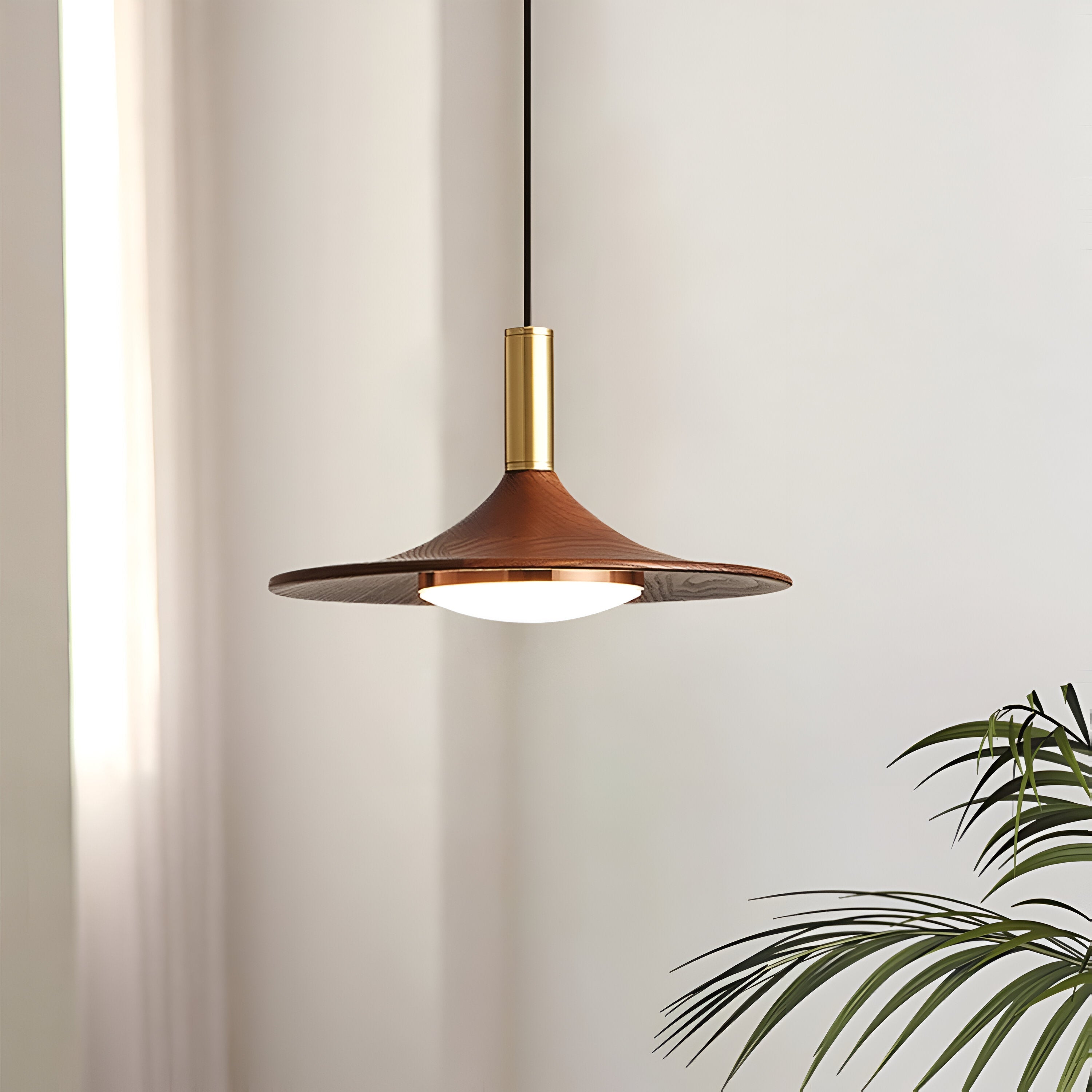 Pendant Light Iron Wood Finish 9.8 in 13.8 in Adjustable Dining Room Kitchen Island Hanging Ceiling Lamp Scandinavian | Thomler