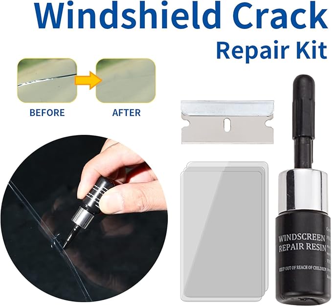 Windshield Crack Repair Kit DIY Auto Glass Chip Fix Tool for Car Window Home Clear Resin Adhesive System | Thomler