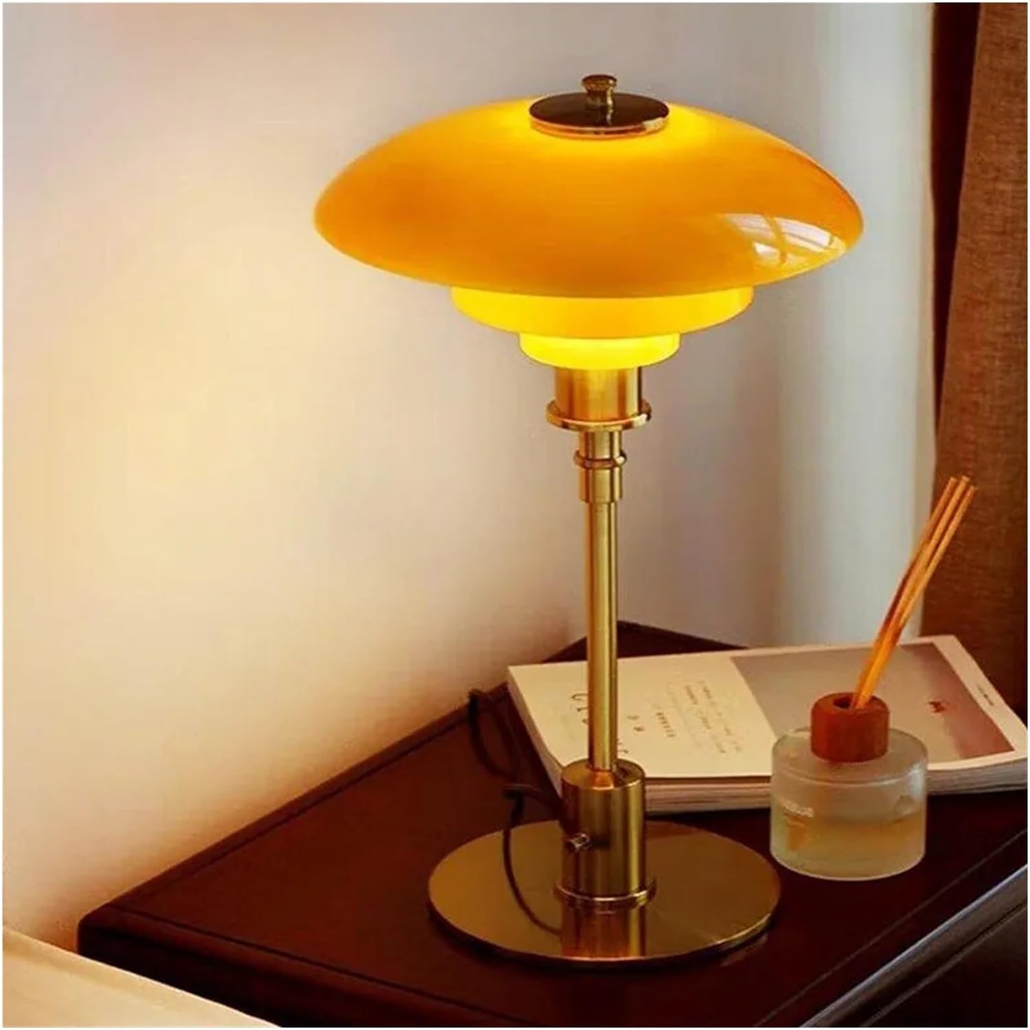 Glass Globe LED Table Lamp with Metallic Base – Modern Scandinavian Accent Lighting for Bedroom, Living Room, Office & Study | Thomler
