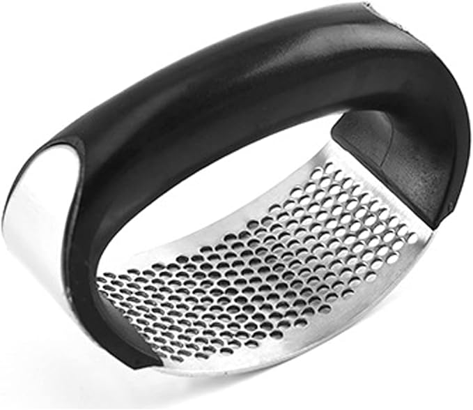 Stainless Steel Garlic Press with Ergonomic Handle for Effortless Mincing | Kitchen Gadget Tool for Crushing Fresh Garlic & Ginger | Thomler