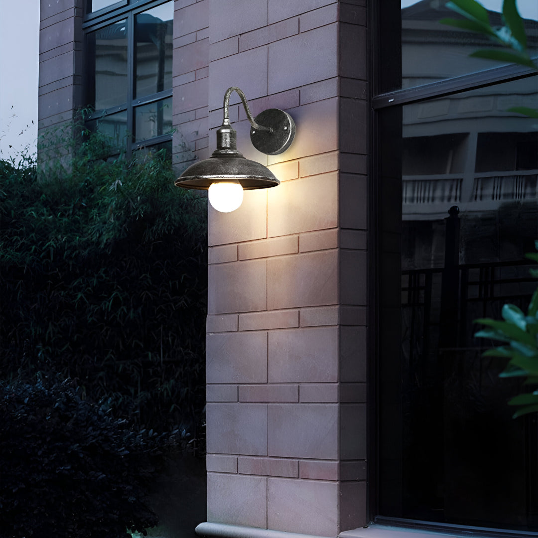 Outdoor Wall Light Iron Gooseneck 9.4 in Waterproof Patio Barn Exterior Fixture Industrial Farmhouse Lighting | Thomler