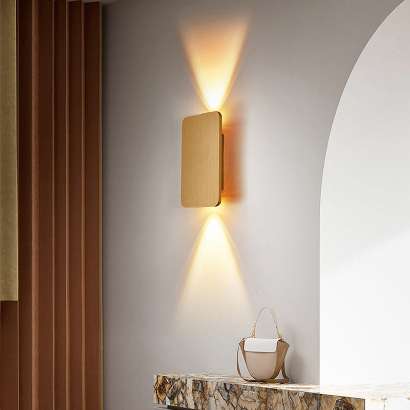Rectangular Metal Wall Sconce with Warm LED Light for Bedroom & Living Room | Modern Hardwired Fixture in Gold, Black, White, Gray & Brown | Thomler