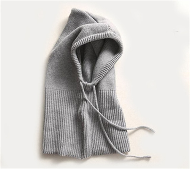 Hooded Knit Hat with Drawstring Adjustable Fit Cold Weather Headwear for Women Fall Season Accessory | Thomler