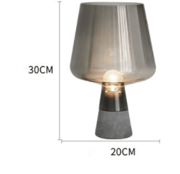 Glass Goblet Table Lamp with Cement Base – Warm Ambient Lighting for Bedroom, Living Room & Nightstand | Modern Tinted Globe Accent Light | Thomler