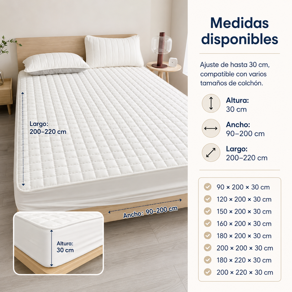 Quilted Waterproof Mattress Protector with Breathable Cooling Layer for Deep-Pocket Beds | Thomler