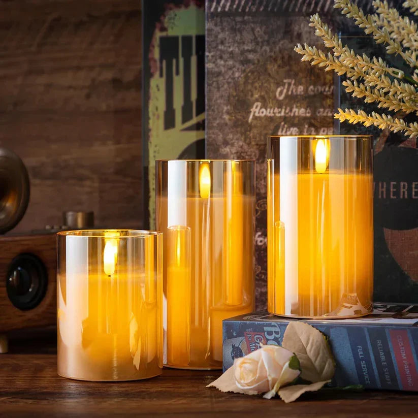 Flameless LED Pillar Candles with Remote Control & Timer – 3-Piece Set, Realistic Flickering Flame Effect for Living Room, Bedroom, Dining | Thomler