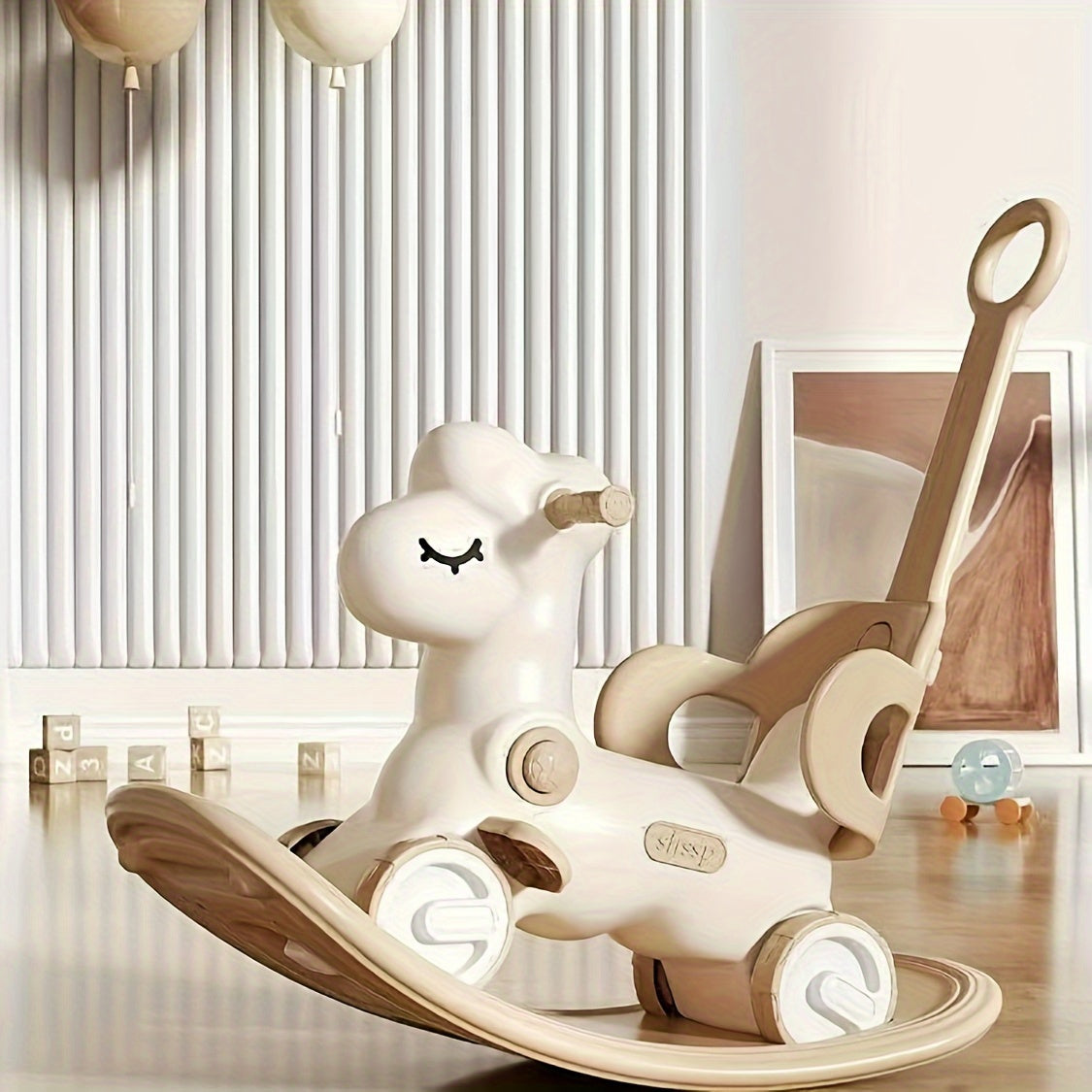 Baby Rocking Horse Balance Bike Plastic 75.0 cm Indoor Toddler Riding Toy 2-in-1 Developmental Play Fun | Thomler