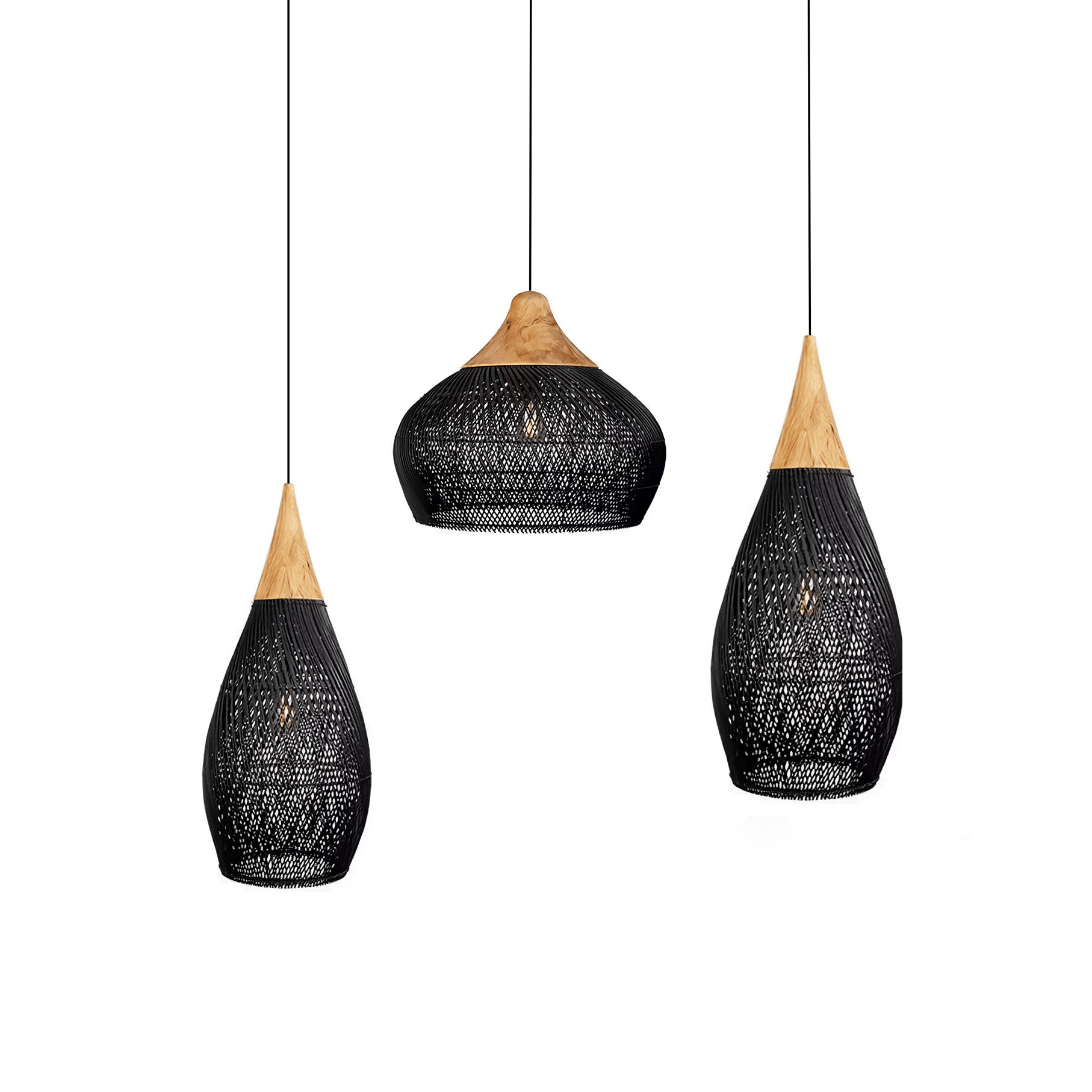 Pendant Light Rattan Braided 23.6 in Adjustable Dining Room Kitchen Island Hanging Ceiling Lamp Natural Woven Lighting Fixture | Thomler