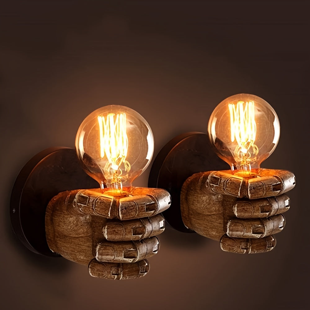 Sculptural Fist Wall Sconce – Resin Hand-Shaped Fixture with E26 Socket for Bedroom, Hallway, Restaurant – Industrial Décor Statement Piece | Thomler