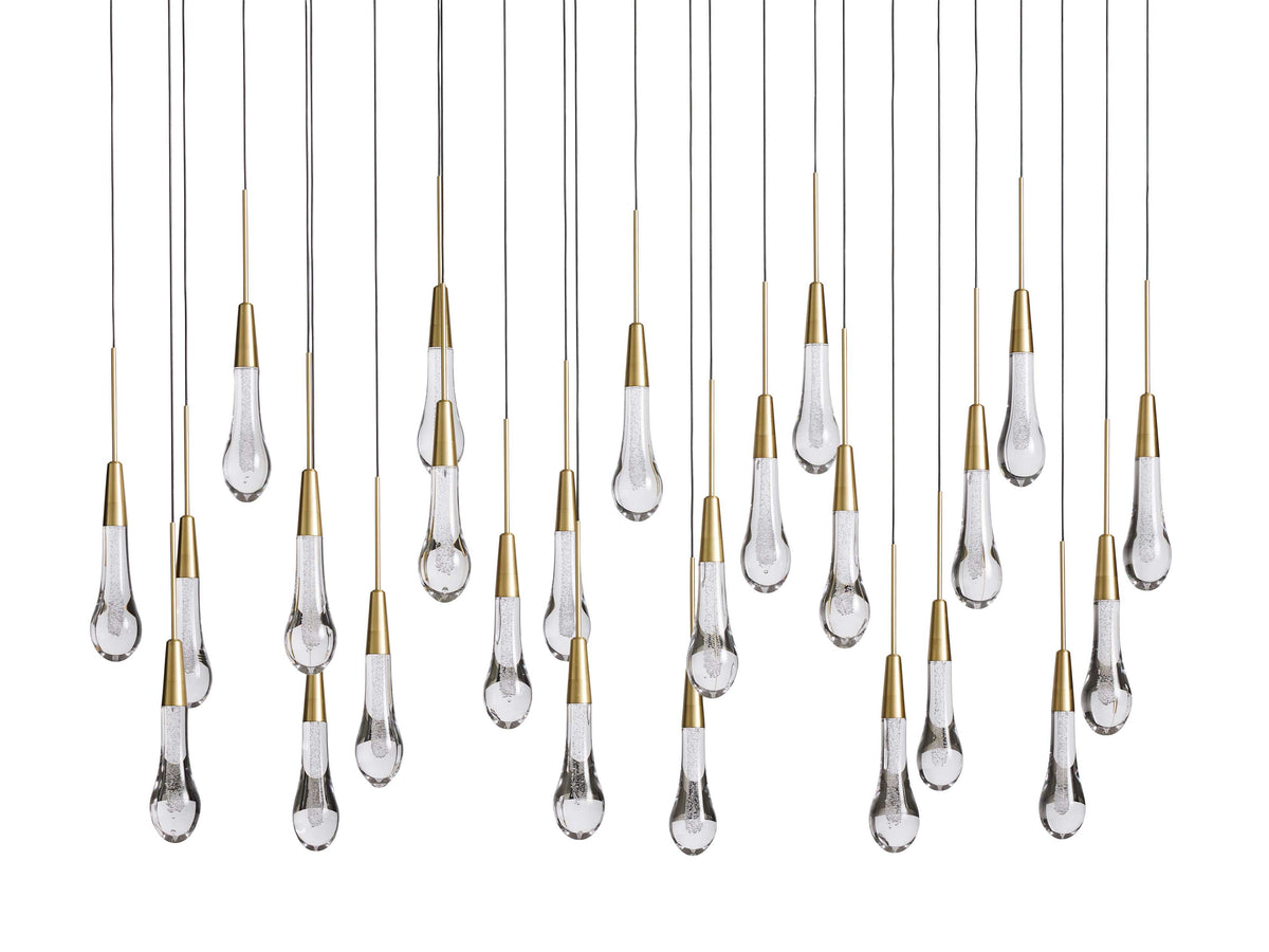 Cascading Raindrop Linear LED Chandelier – Textured Glass Orbs, Adjustable Height, Vaulted Ceiling Ready – 37 to 120 Inch Options for | Thomler