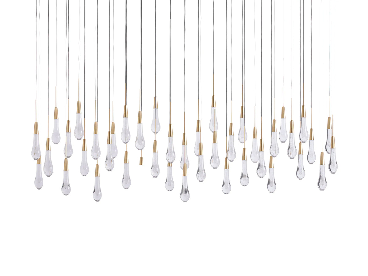 Cascading Raindrop Linear LED Chandelier – Textured Glass Orbs, Adjustable Height, Vaulted Ceiling Ready – 37 to 120 Inch Options for | Thomler