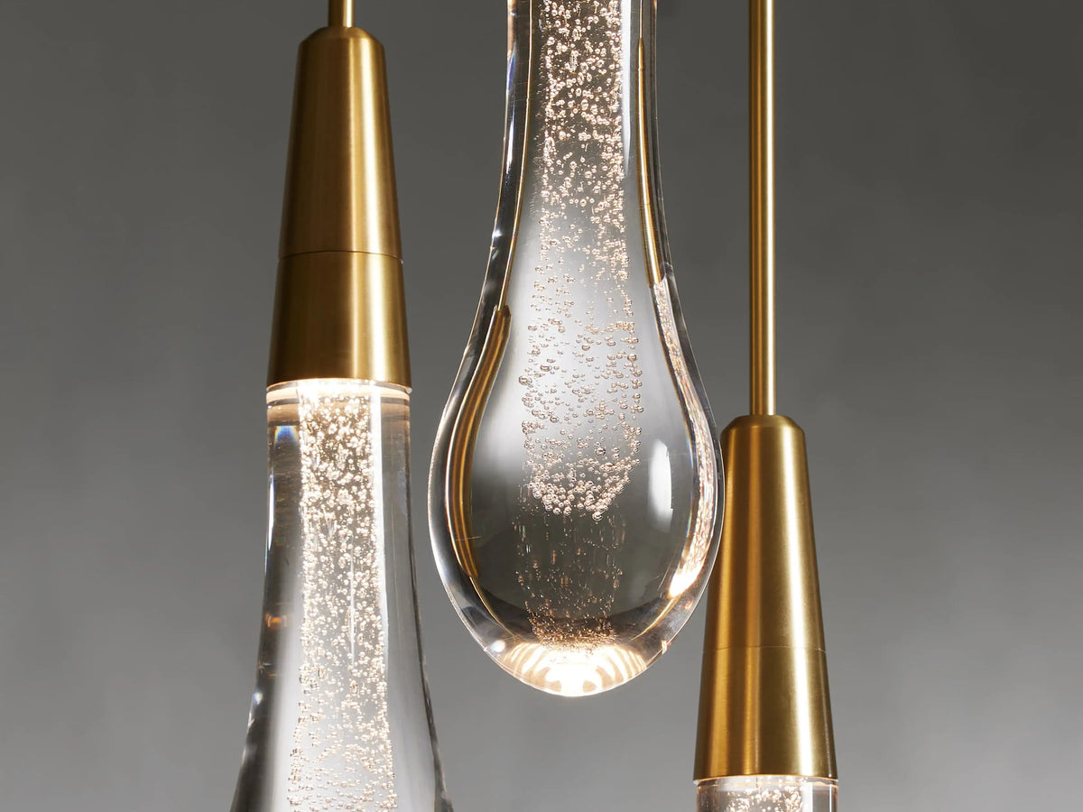 Cascading Raindrop Linear LED Chandelier – Textured Glass Orbs, Adjustable Height, Vaulted Ceiling Ready – 37 to 120 Inch Options for | Thomler