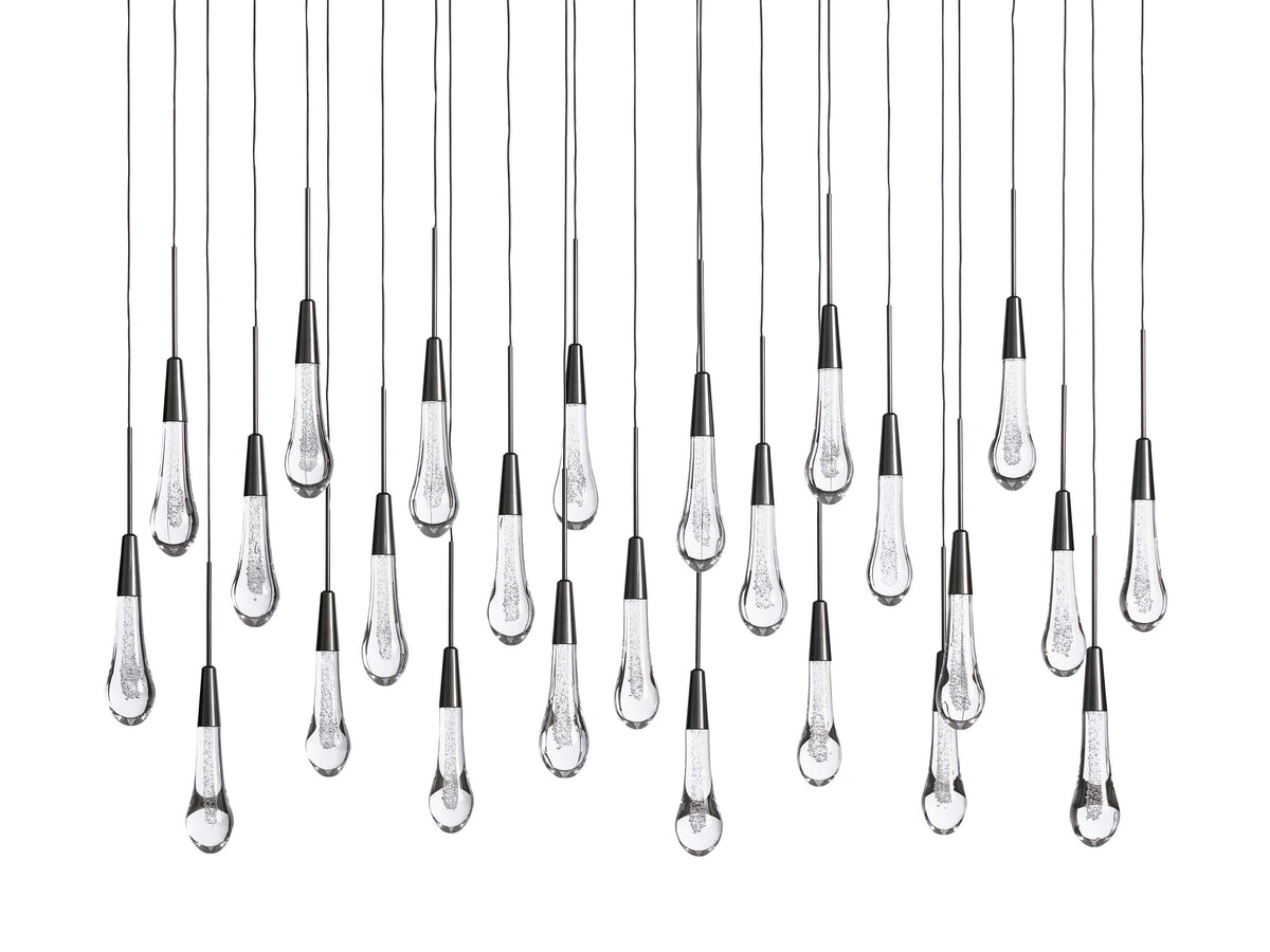 Cascading Raindrop Linear LED Chandelier – Textured Glass Orbs, Adjustable Height, Vaulted Ceiling Ready – 37 to 120 Inch Options for | Thomler