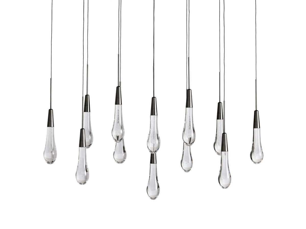 Cascading Raindrop Linear LED Chandelier – Textured Glass Orbs, Adjustable Height, Vaulted Ceiling Ready – 37 to 120 Inch Options for | Thomler