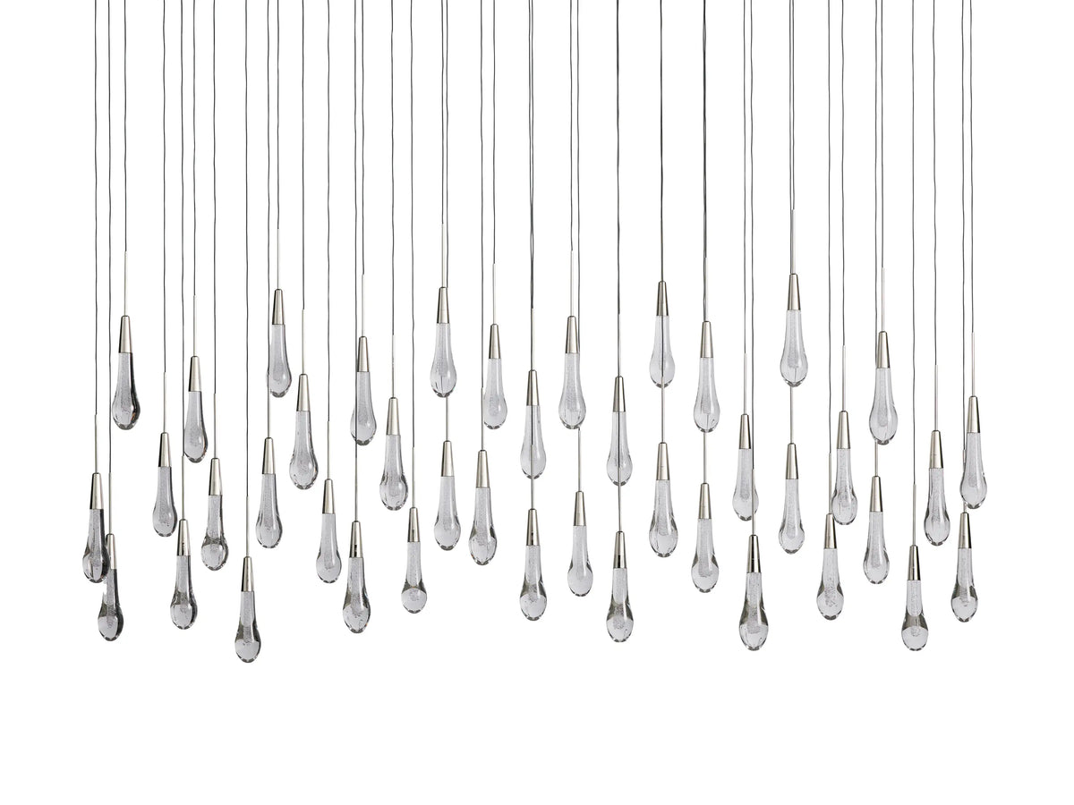 Cascading Raindrop Linear LED Chandelier – Textured Glass Orbs, Adjustable Height, Vaulted Ceiling Ready – 37 to 120 Inch Options for | Thomler