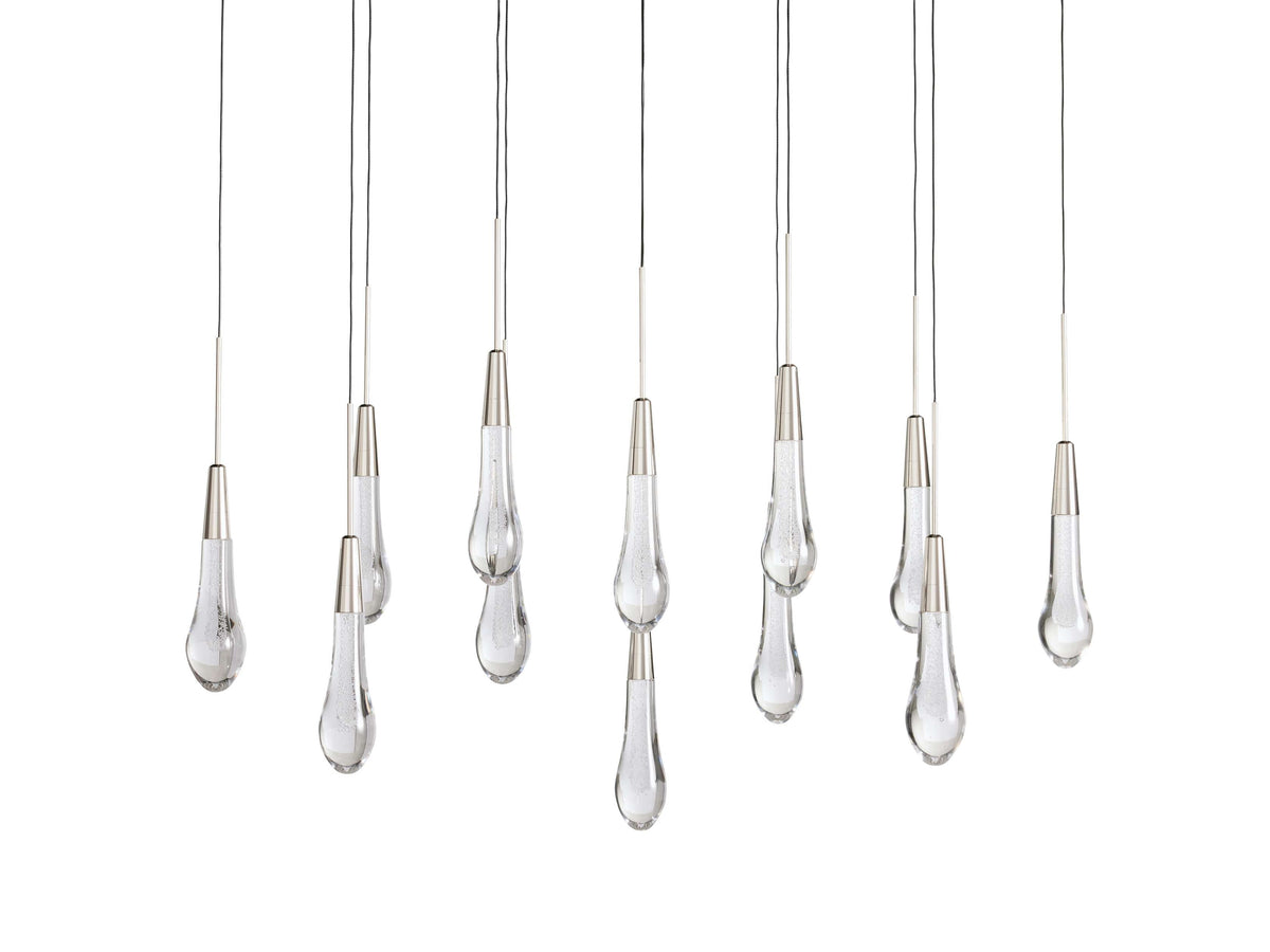Cascading Raindrop Linear LED Chandelier – Textured Glass Orbs, Adjustable Height, Vaulted Ceiling Ready – 37 to 120 Inch Options for | Thomler