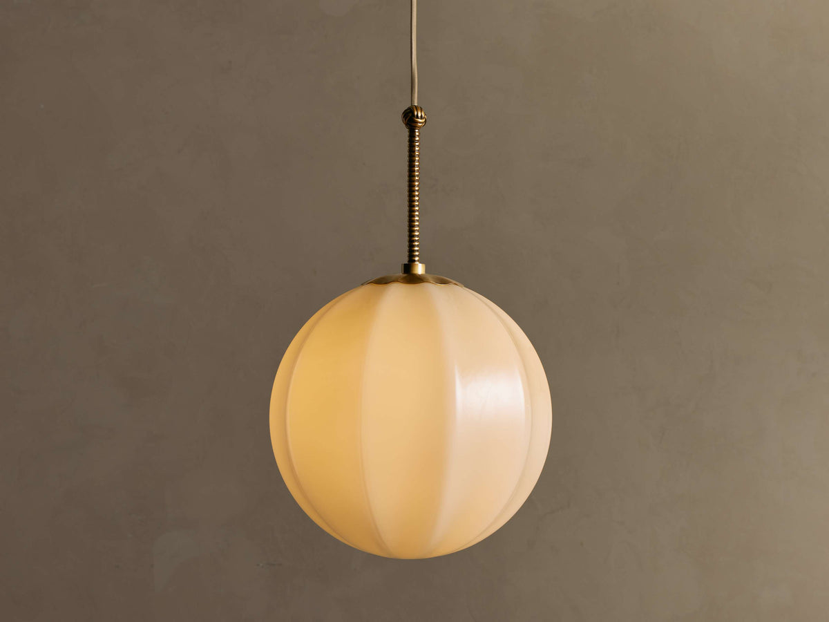 Spherical Glass Ceiling Light Fixture Cream Panel Shade Brass 12 16 20 Inch Hanging Lamp for Dining Room Kitchen Island Living Room | Thomler