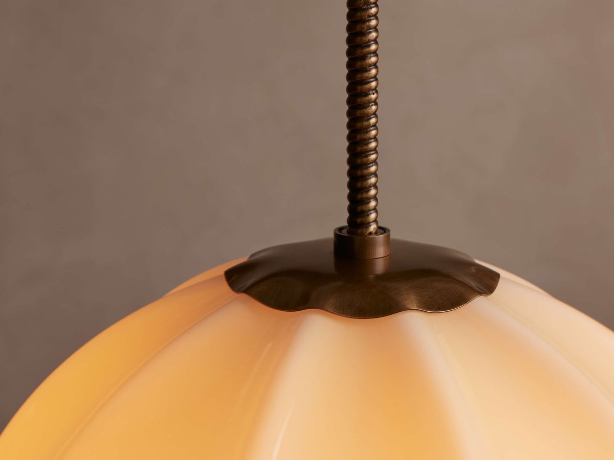 Spherical Glass Ceiling Light Fixture Cream Panel Shade Brass 12 16 20 Inch Hanging Lamp for Dining Room Kitchen Island Living Room | Thomler