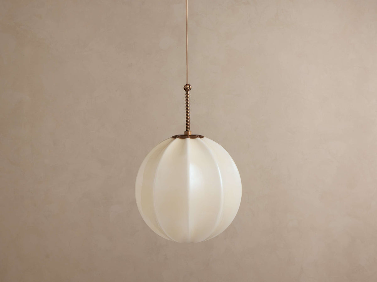 Spherical Glass Ceiling Light Fixture Cream Panel Shade Brass 12 16 20 Inch Hanging Lamp for Dining Room Kitchen Island Living Room | Thomler