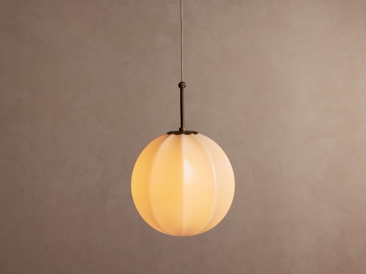 Spherical Glass Ceiling Light Fixture Cream Panel Shade Brass 12 16 20 Inch Hanging Lamp for Dining Room Kitchen Island Living Room | Thomler