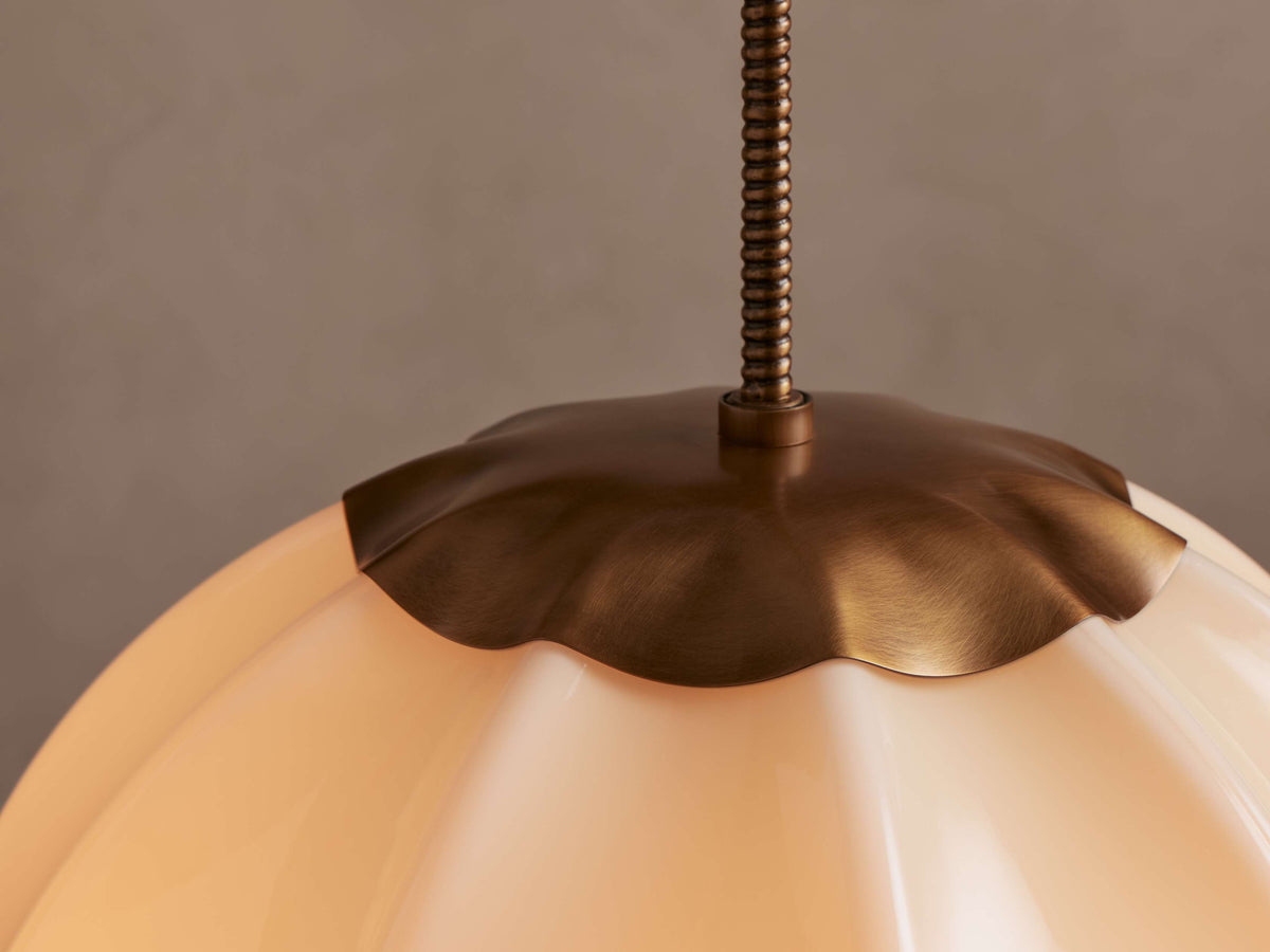 Spherical Glass Ceiling Light Fixture Cream Panel Shade Brass 12 16 20 Inch Hanging Lamp for Dining Room Kitchen Island Living Room | Thomler