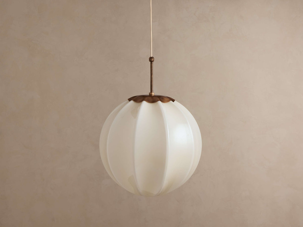 Spherical Glass Ceiling Light Fixture Cream Panel Shade Brass 12 16 20 Inch Hanging Lamp for Dining Room Kitchen Island Living Room | Thomler