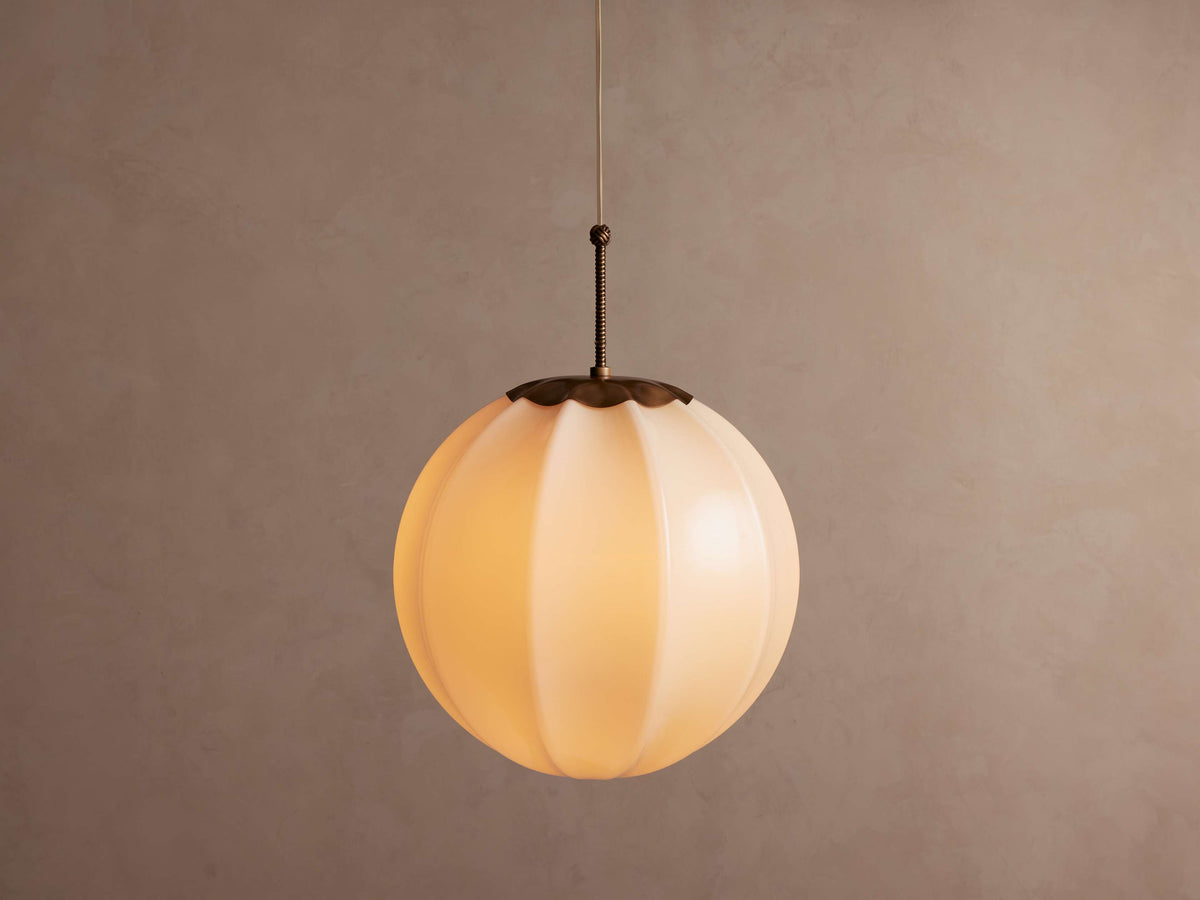 Spherical Glass Ceiling Light Fixture Cream Panel Shade Brass 12 16 20 Inch Hanging Lamp for Dining Room Kitchen Island Living Room | Thomler