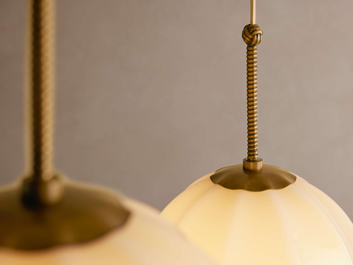 Draped Glass Globe Chandelier with Vintage Brass Frame for Dining Room & Entryway Lighting | Thomler