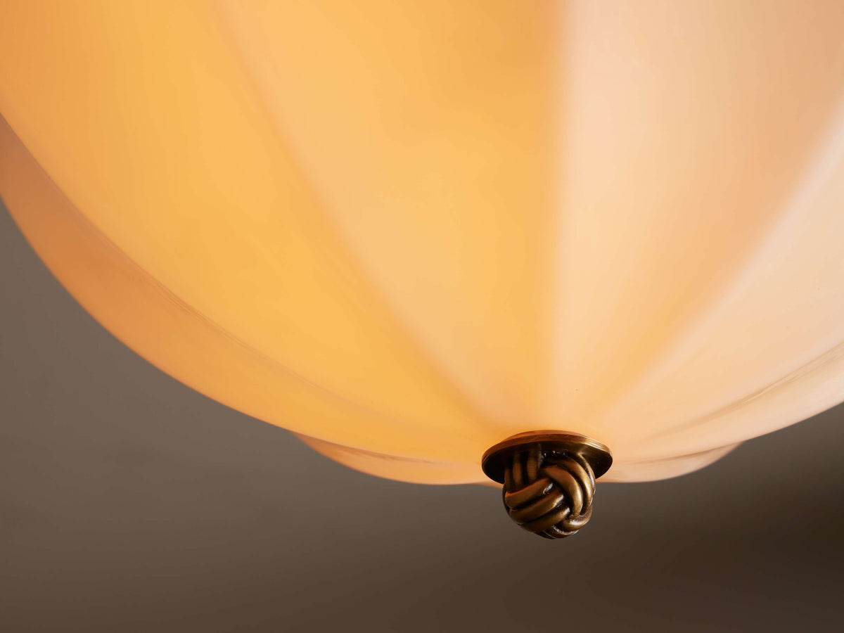 Flush Mount Ceiling Light Fixture with Cream Glass Panels and Brass Finish for Hallway Entryway Bedroom Kitchen | Thomler
