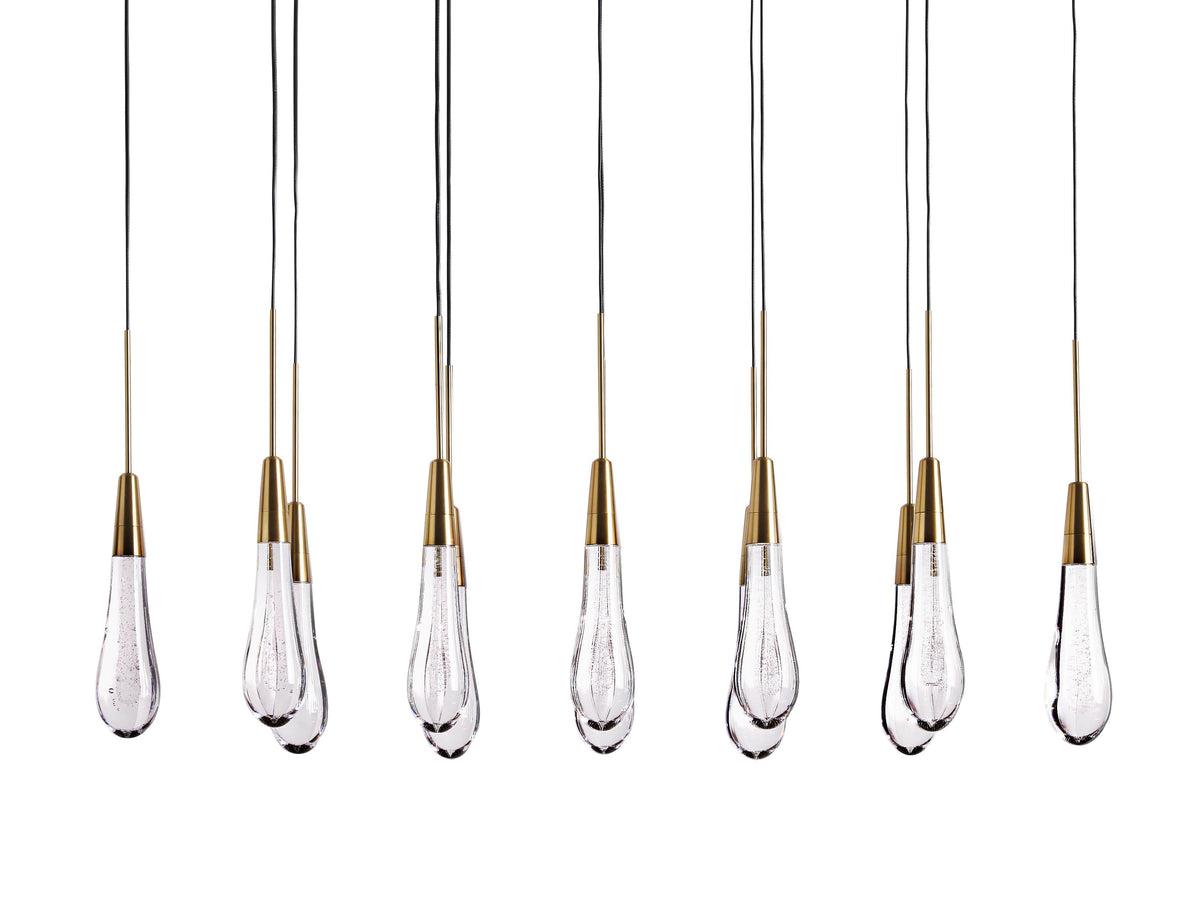 Cascading Raindrop Linear LED Chandelier – Textured Glass Orbs, Adjustable Height, Vaulted Ceiling Ready – 37 to 120 Inch Options for | Thomler