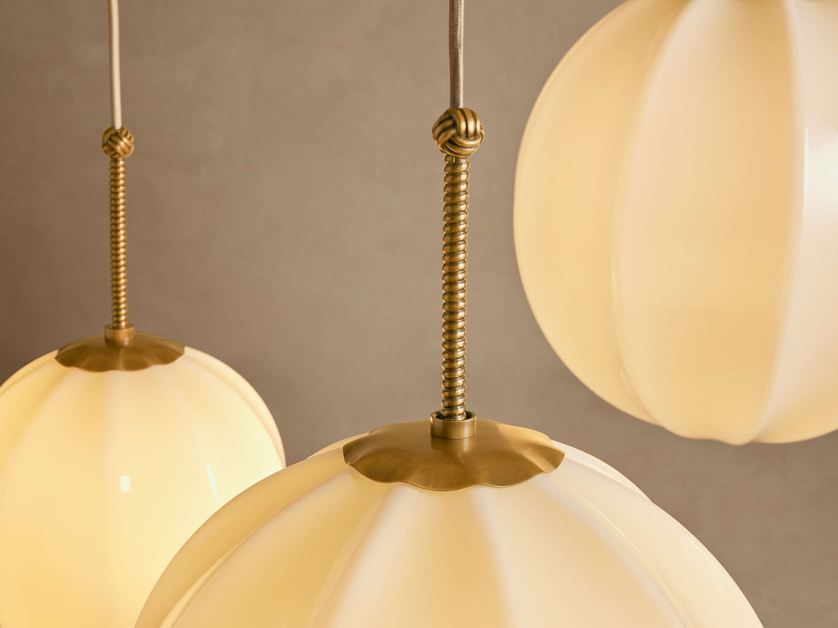 Draped Glass Globe Chandelier with Vintage Brass Frame for Dining Room & Entryway Lighting | Thomler