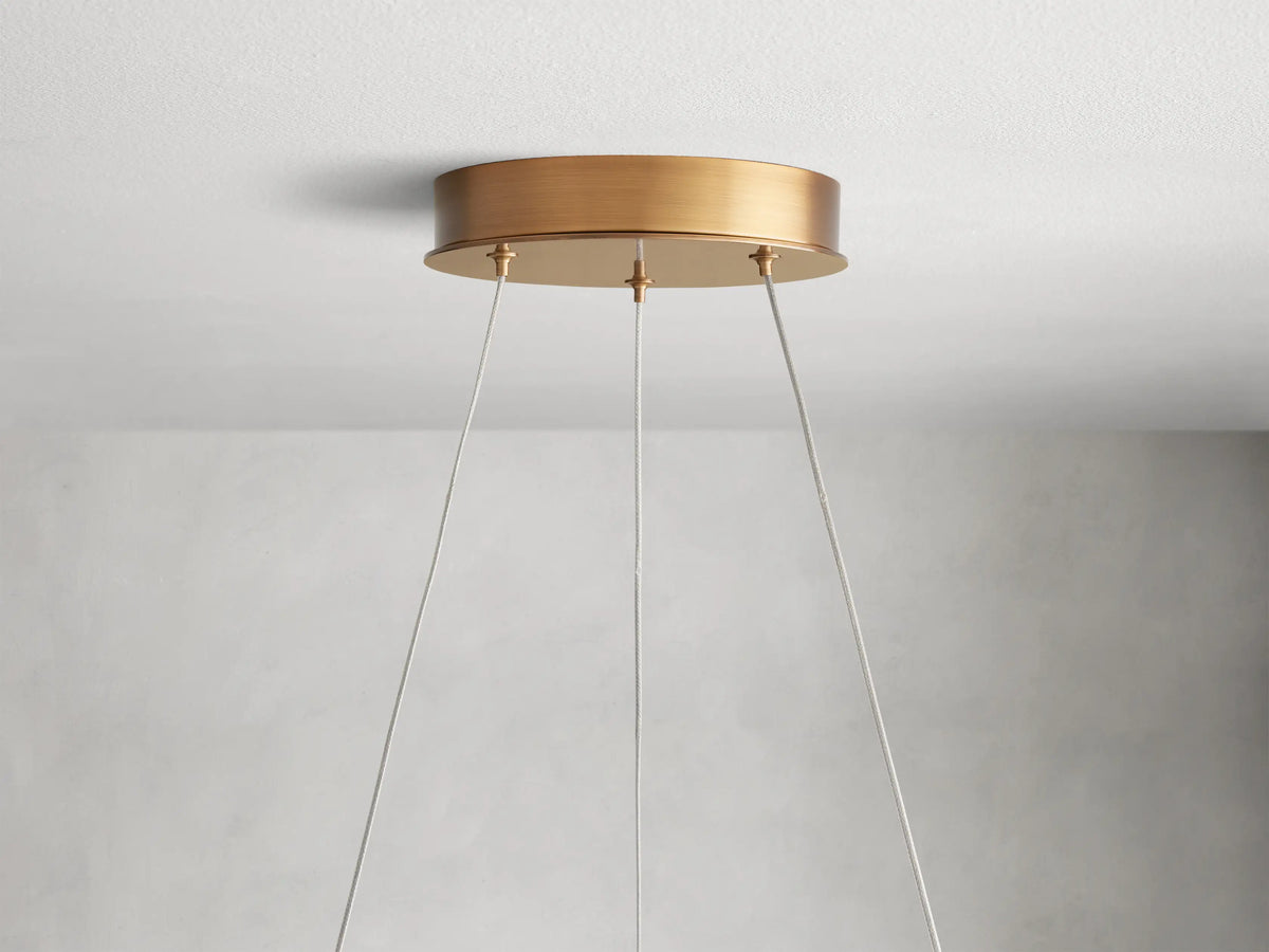 Circular Glass Disc Chandelier with Integrated LED Lighting for Dining Room & Living Room | Modern Adjustable Pendant Fixture | Thomler