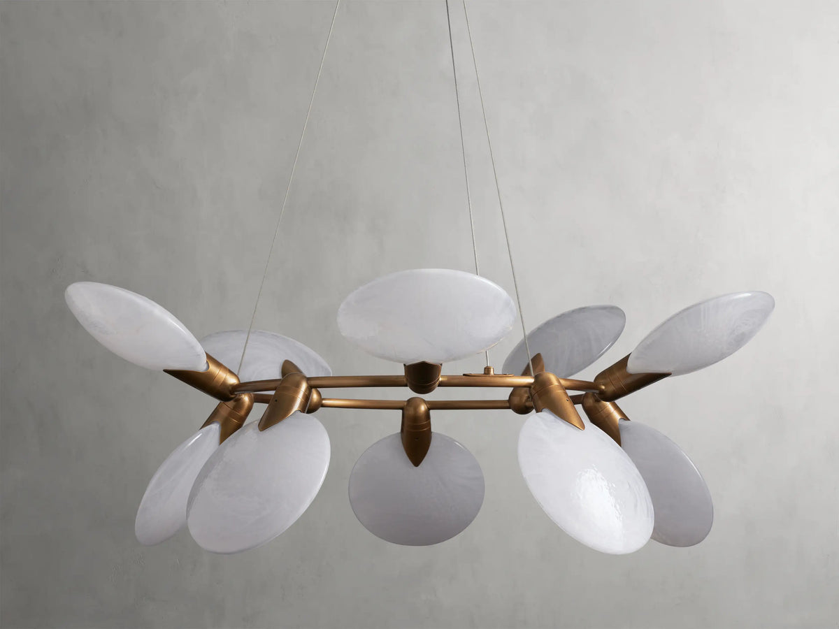 Circular Glass Disc Chandelier with Integrated LED Lighting for Dining Room & Living Room | Modern Adjustable Pendant Fixture | Thomler
