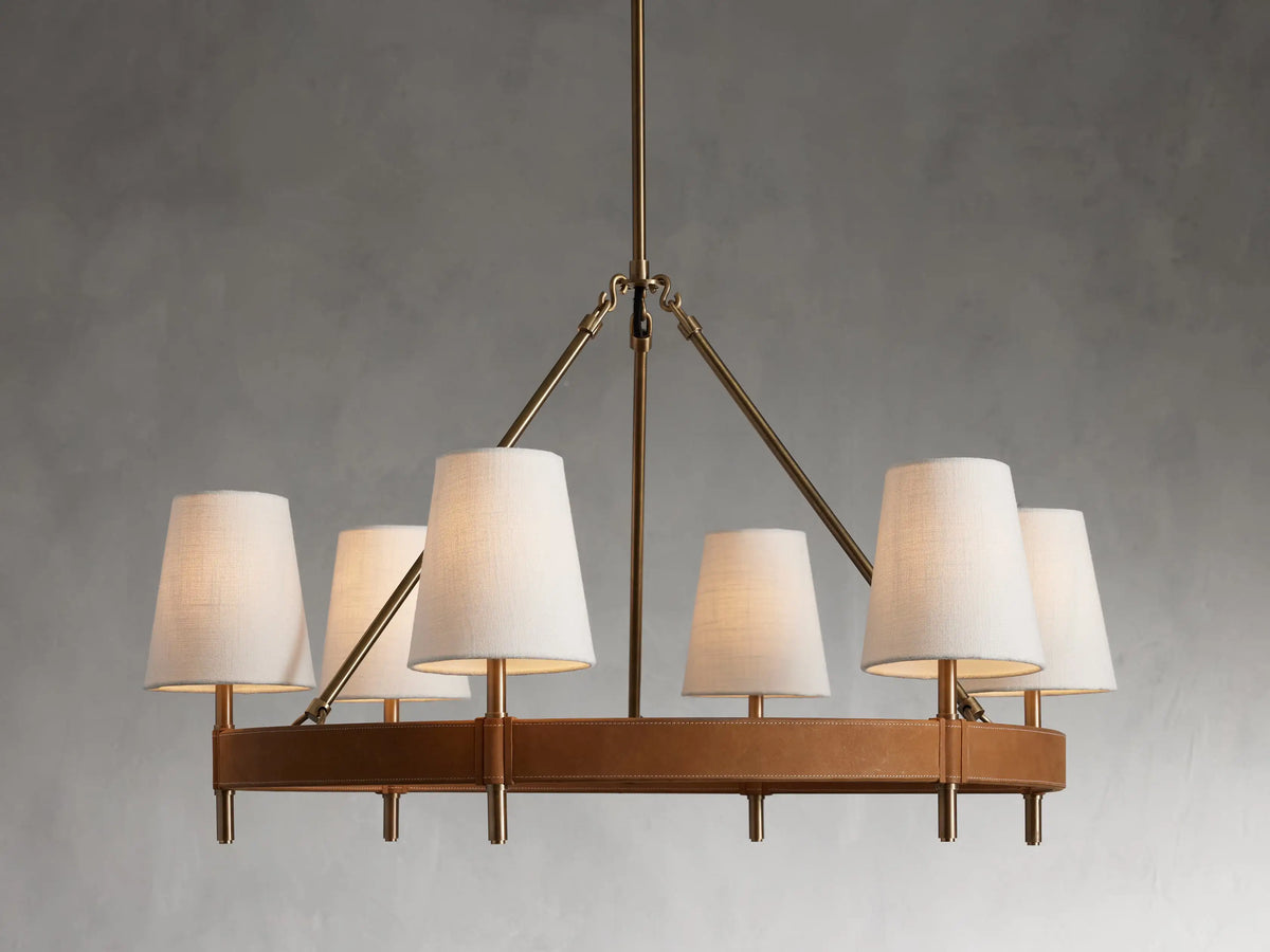Circular Brass Chandelier with Fabric Shades – 4 to 10 Lights for Dining Room, Living Room & Foyer – Vintage Metal Frame | Thomler
