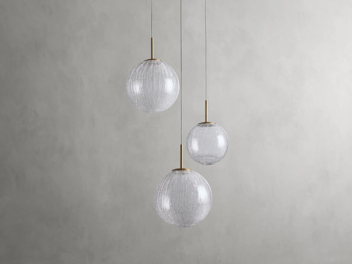 Adjustable Multi-Globe LED Spiral Chandelier 20-43 in Diameter Crackle or Matte Glass Brass Finish for Entryway & Dining Room | Thomler
