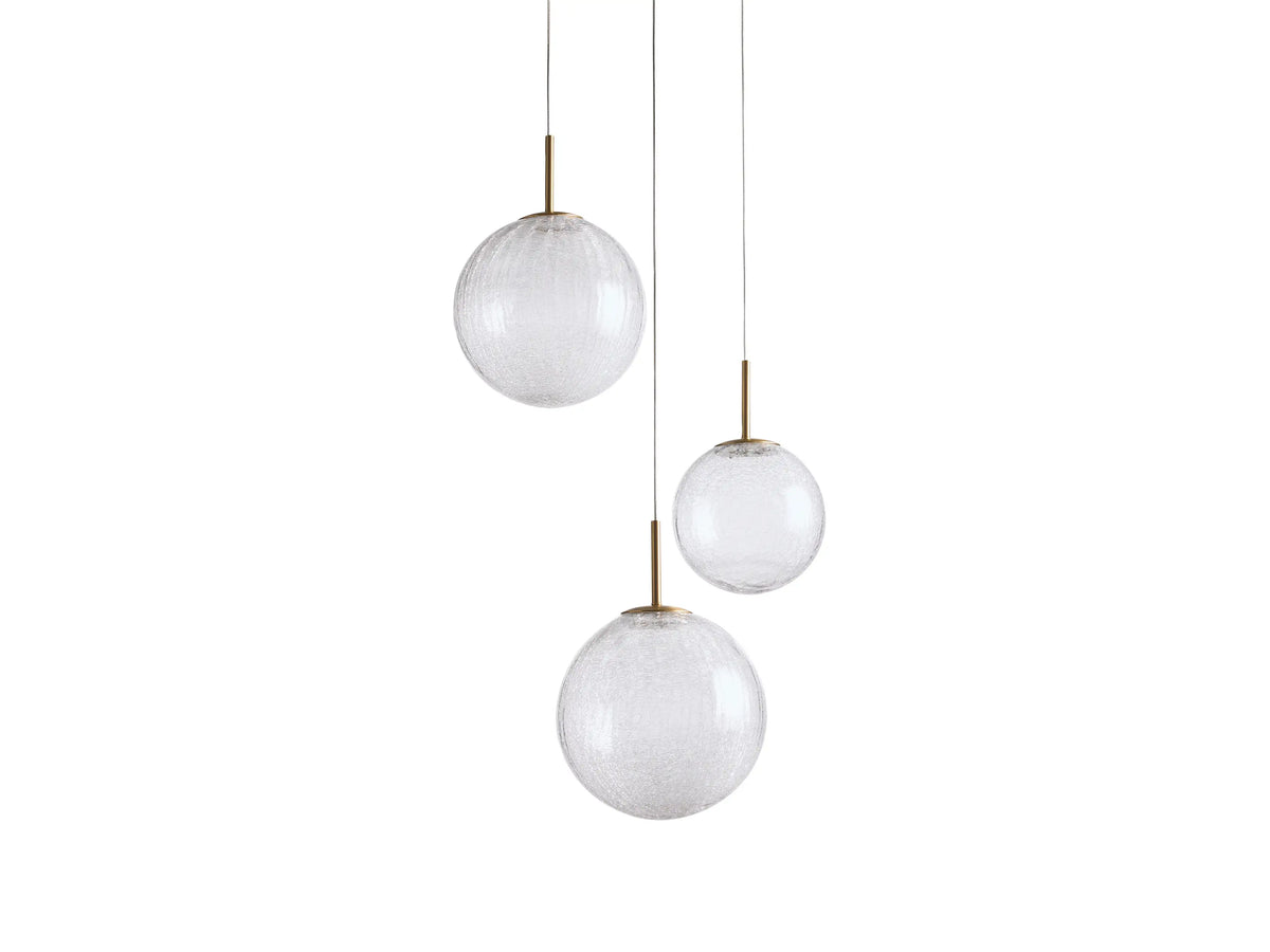 Adjustable Multi-Globe LED Spiral Chandelier 20-43 in Diameter Crackle or Matte Glass Brass Finish for Entryway & Dining Room | Thomler