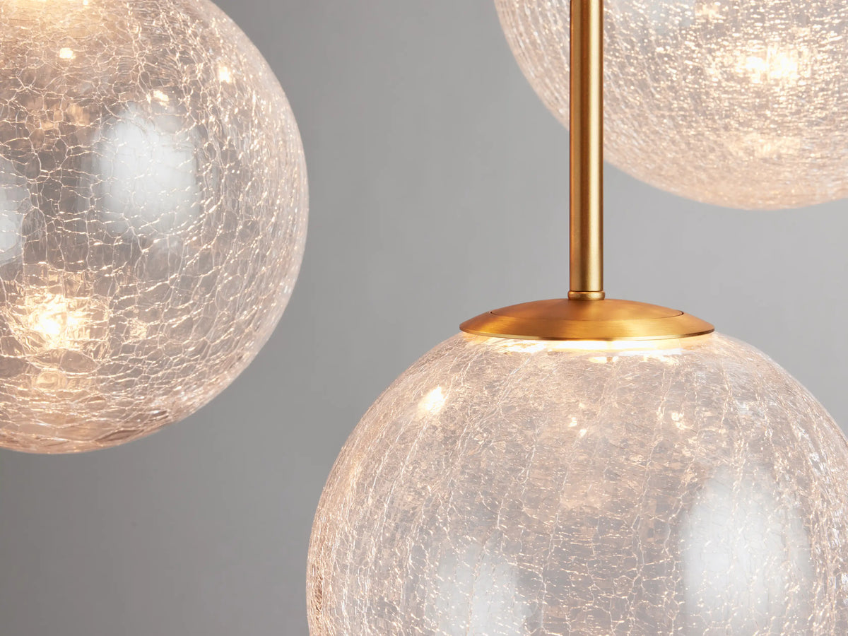 Adjustable Multi-Globe LED Spiral Chandelier 20-43 in Diameter Crackle or Matte Glass Brass Finish for Entryway & Dining Room | Thomler