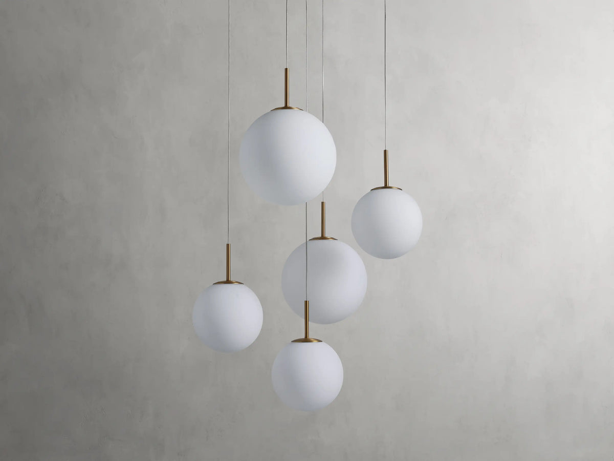 Adjustable Multi-Globe LED Spiral Chandelier 20-43 in Diameter Crackle or Matte Glass Brass Finish for Entryway & Dining Room | Thomler