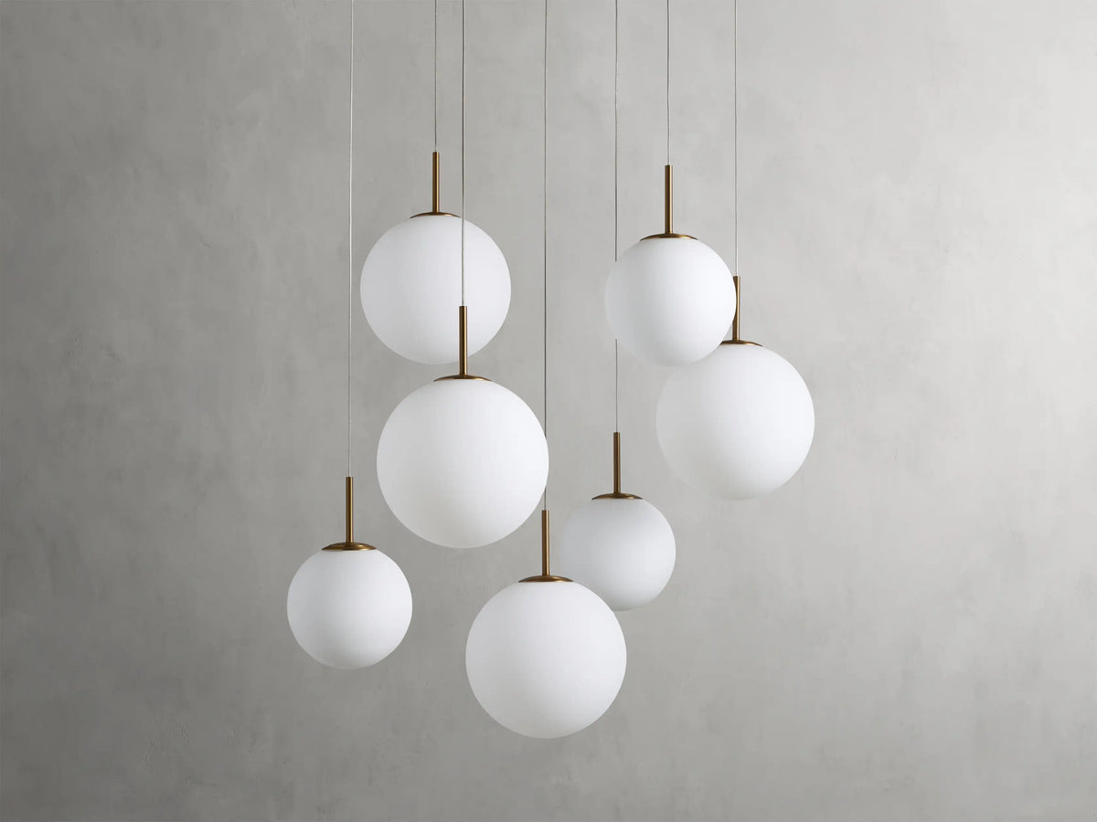 Adjustable Multi-Globe LED Spiral Chandelier 20-43 in Diameter Crackle or Matte Glass Brass Finish for Entryway & Dining Room | Thomler