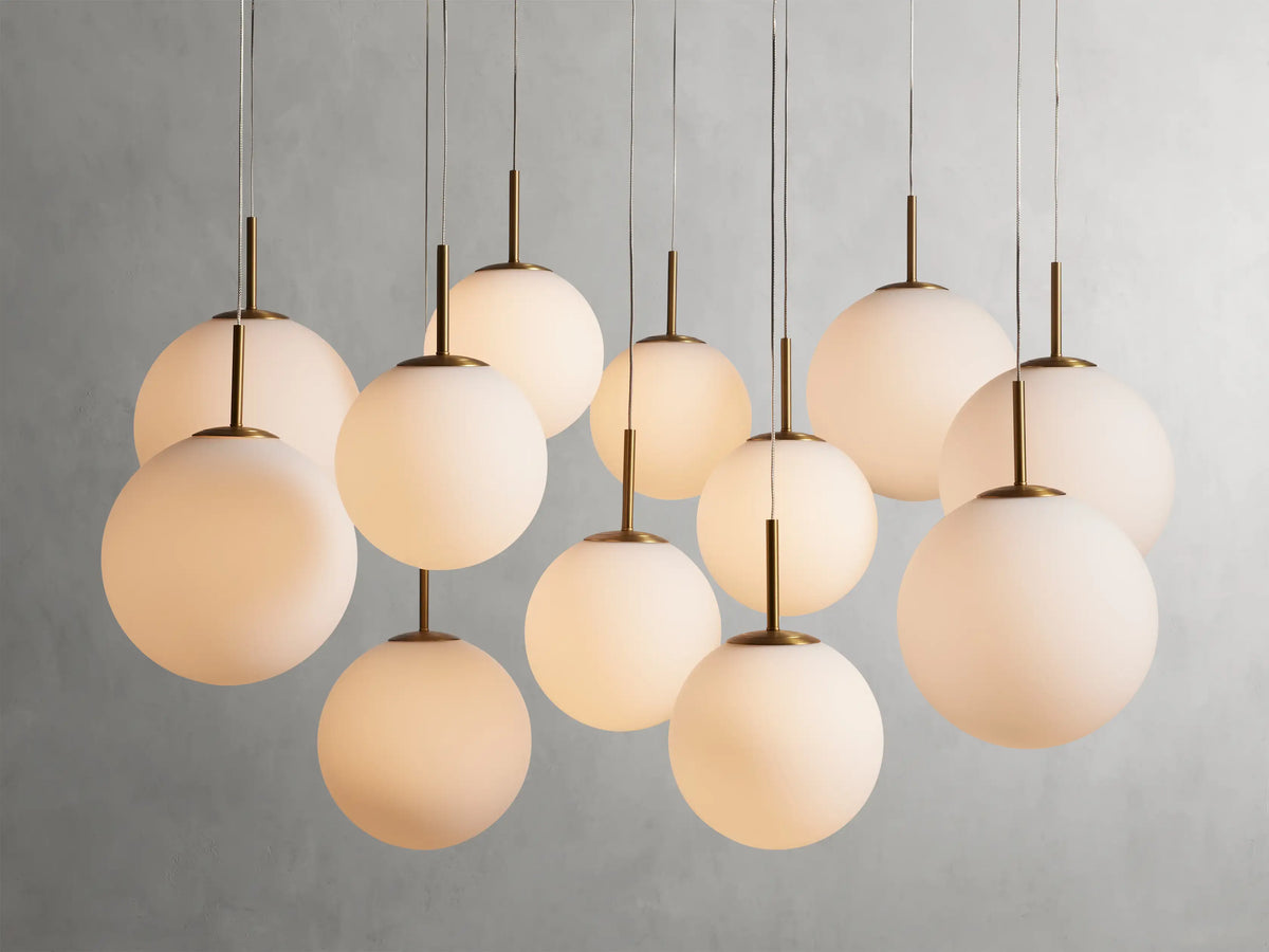 Adjustable Multi-Globe LED Spiral Chandelier 20-43 in Diameter Crackle or Matte Glass Brass Finish for Entryway & Dining Room | Thomler