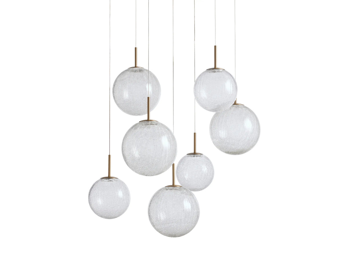 Adjustable Multi-Globe LED Spiral Chandelier 20-43 in Diameter Crackle or Matte Glass Brass Finish for Entryway & Dining Room | Thomler