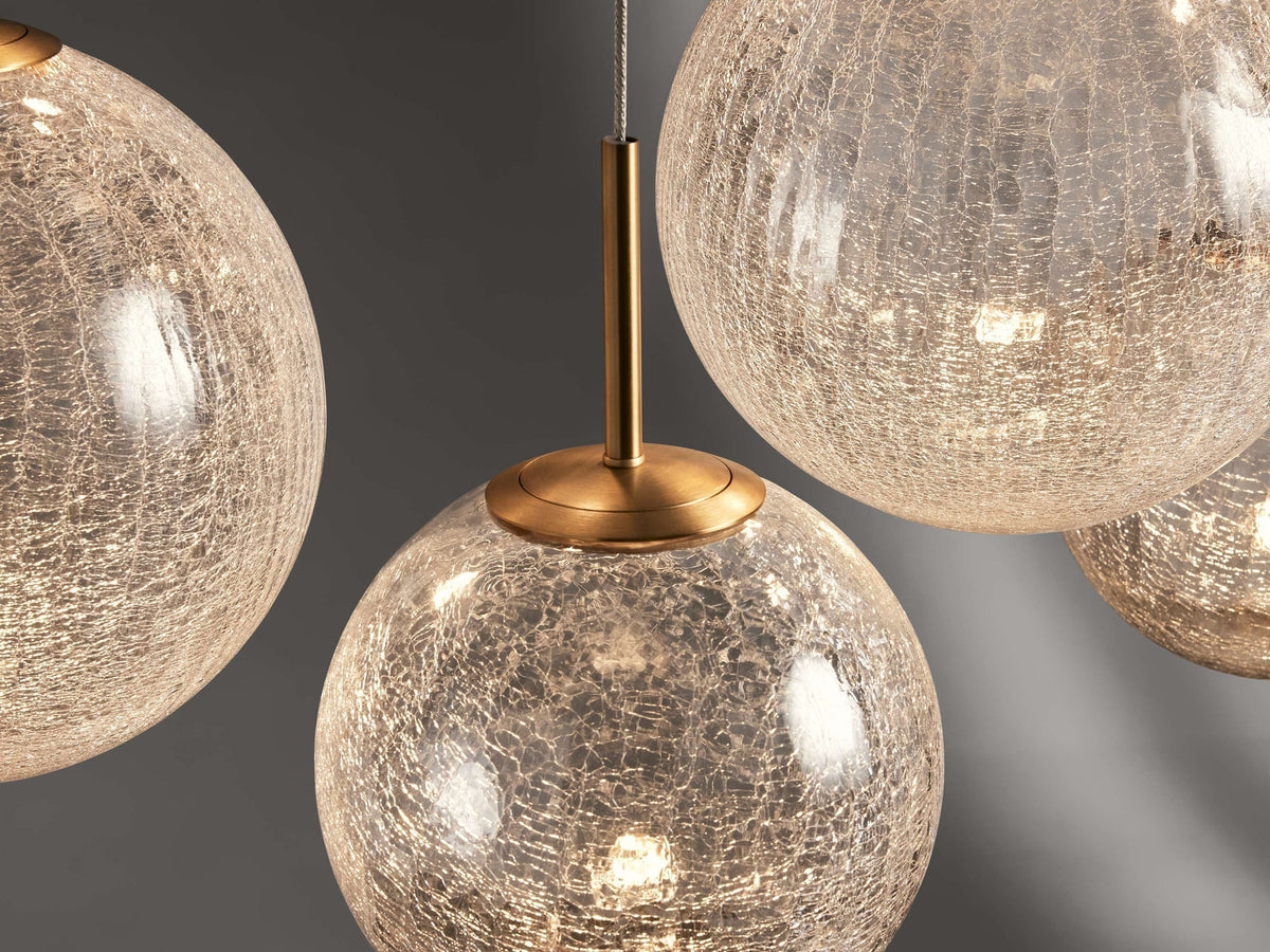 Modern Hanging Linear Chandelier with Hand-Blown Glass Globes & LED Lights for Dining Room & Kitchen Island | Thomler
